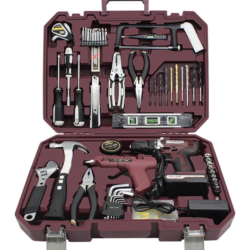Red Tool Box Set Home Hardware Kit Small Household Daily Maintenance Repair