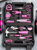 Ruide Household Tool Box Hardware Wrench Screwdriver Pliers Daily Household Multi-Functional Repair Pink Set