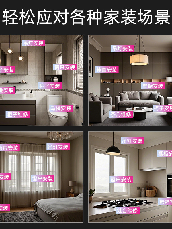 Ruide Household Tool Box Hardware Wrench Screwdriver Pliers Daily Household Multi-Functional Repair Pink Set