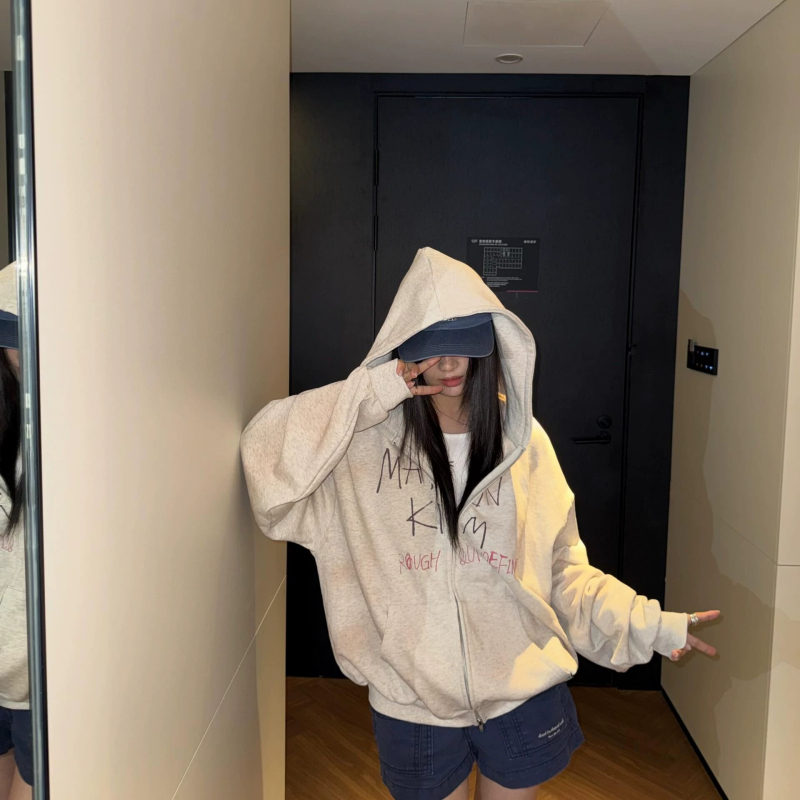 [Official Website] Matinkim Spring and Autumn American-Style Graffiti Print Zip-Up Hoodie Vintage Jacket