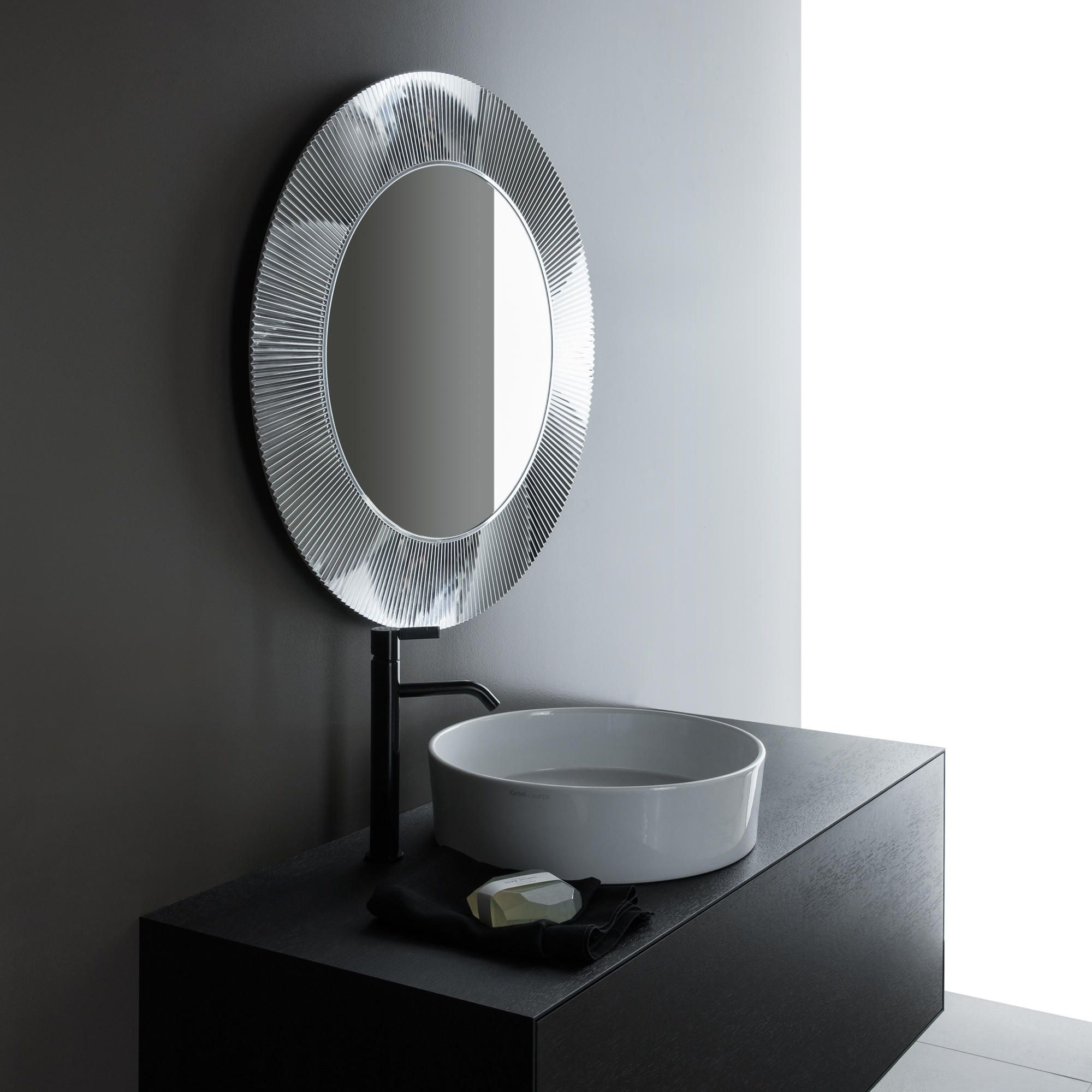 French round wall hanging bathroom mirror creative art vanity vanity mirror with light pleated design decorative mirror