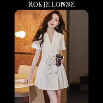 ROUJE LONDE white suit dress womens 2024 summer small temperament high-end professional skirt