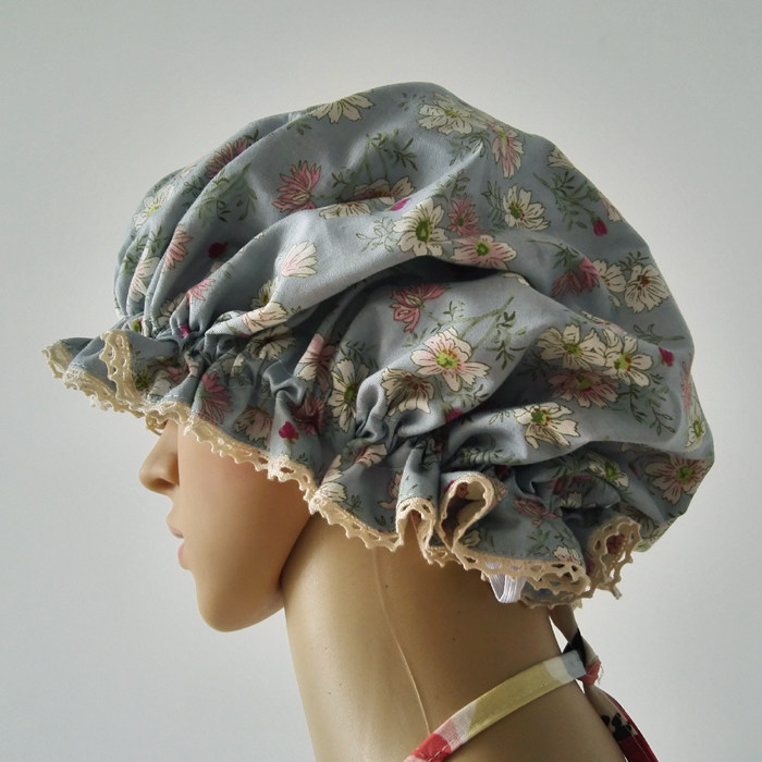 Spring and autumn and winter Korean version of cute adult women's double-sided cotton nightcap long hair nightcap retro daisy kitchen hat