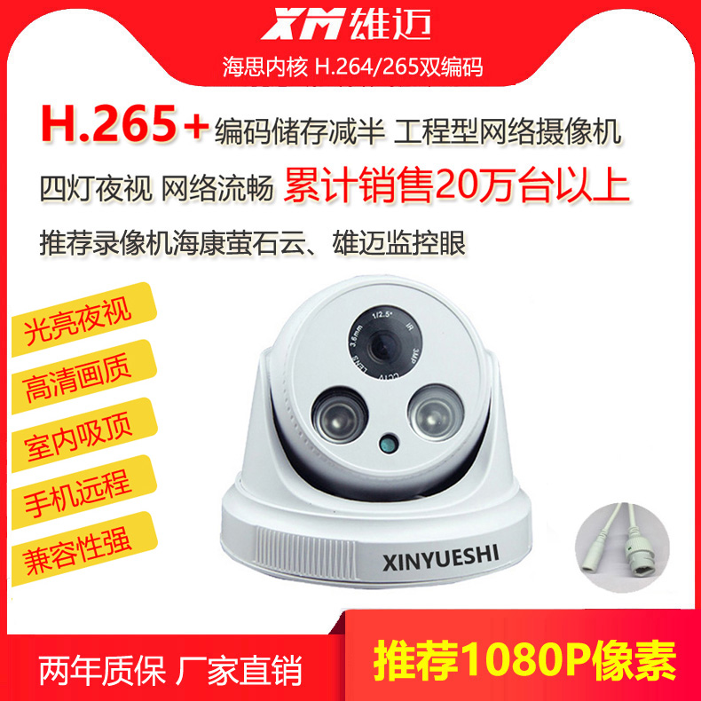 H 265 1080P Internet Hemisphere Camera Xiongmai Heath Audio Indoor Suction Top Wide Angle HD Monitor