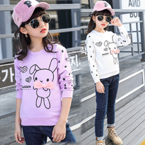 Girls long sleeve T-shirt 2021 new spring and autumn short coat Korean version of thin clothes childrens autumn clothing bottoming coat tide