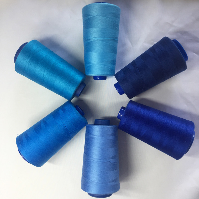 Huamei thread industry Dunhuang brand 402 polyester 4000Y light blue sapphire blue deep blue sewing machine thread hand-sewn lock edge thread