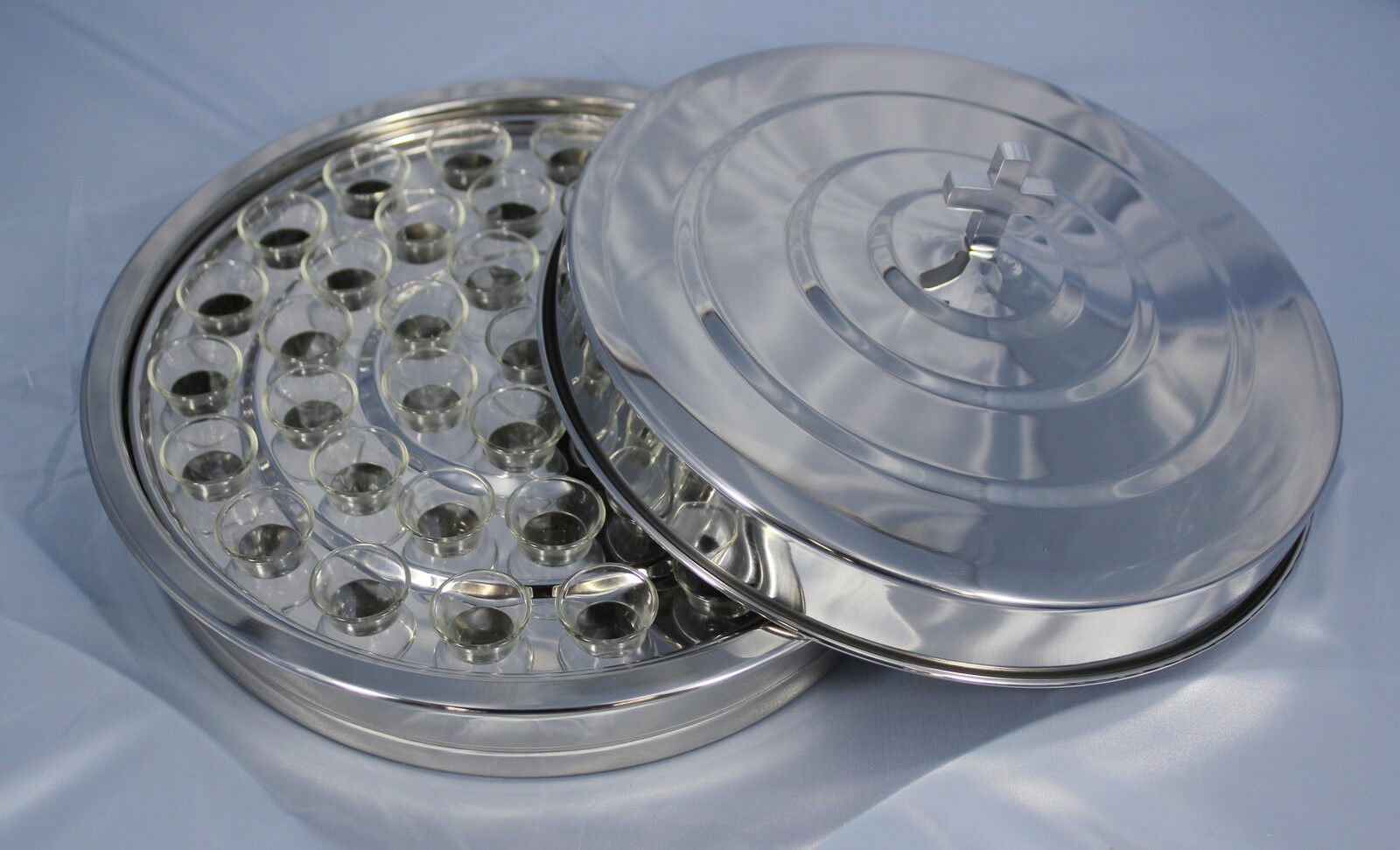 Stainless steel Holy Communion tray 1 disc 1 cover with 40 glass Holy cutlery Holy cutlery Holy Communion dish Holy Communion