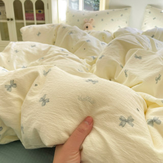 双层纱被套单件150x200x230单人宿舍水洗棉非全棉纯棉被罩四件套