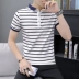 Mùa hè ngắn tay áo thun nam ve áo polo thương hiệu thủy triều phiên bản Hàn Quốc đơn giản tự canh tác nửa hoang dã sọc xu hướng quần áo nam - Polo áo polo sói Polo