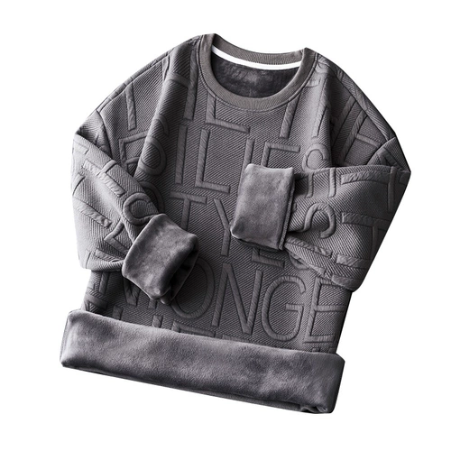 Утепленная приятная телу толстовка, демисезонный бархатный пуховик, круглый воротник