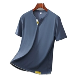 Летняя легкая и тонкая дышащая шелковая хлопковая приятная телу футболка с коротким рукавом для отдыха, V-образный вырез, короткий рукав