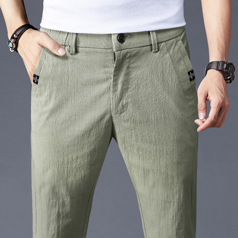 Summer 90% casual pants Men's Korean version Trend 100 hitch fit small feet All cotton Summer New slim fit 9 Pants