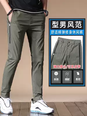 Spring and autumn long pants men's casual pants 2021 new trend Joker spring summer work slim feet middle-aged