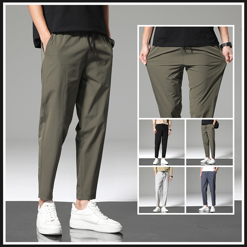Nine pants summer thin men 2022 ice screens cool breathable middle young men's relaxed pants