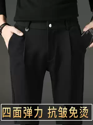Summer thin work trousers long pants men's casual pants business black slim-fit work Korean version of the tide suit pants