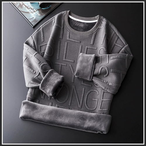 Утепленная приятная телу толстовка, демисезонный бархатный пуховик, круглый воротник