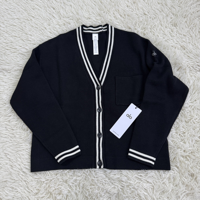 In Stock~Alo Yoga Tennis Club Women's Loose-Fitting Knitted Cardigan W3847R Same Style as Zhao Lusi