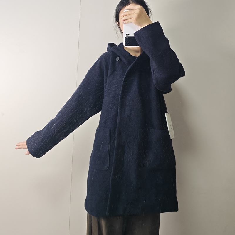In Stock~Aritzia Women's Hooded Loose Mid-Length Wool Coat 69776