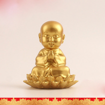 The young monk ornaments novice monk Lotus tong zi fo hid thee Buddha docking soothing infant spirits resin crafts Idol