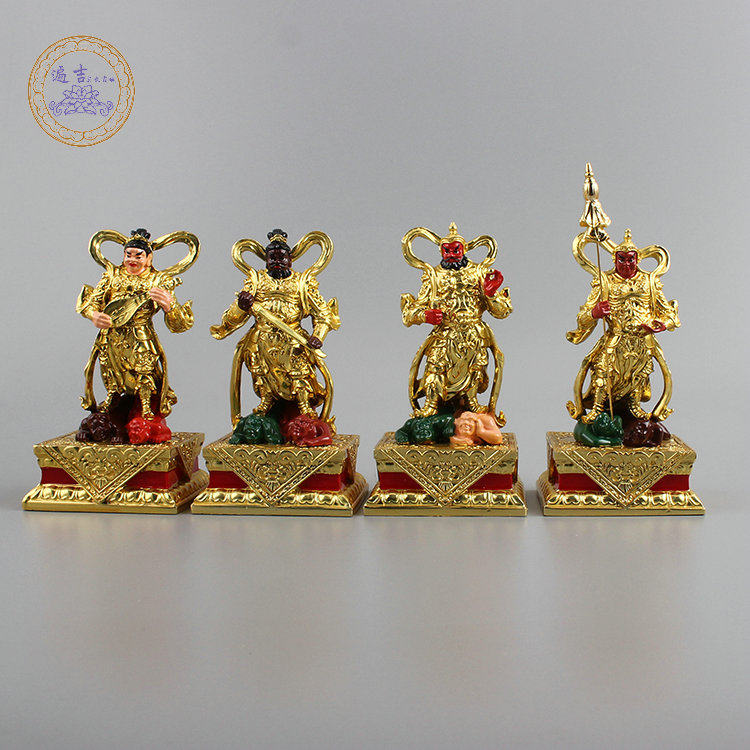 Four Big Days King Buddha Statue Resin Gold Plated 4 Kong Bodhi Bodhi Titian Wang Guan Protective Hair God Suit of Little Buddha Knot Edge