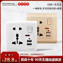 TCL Dbc86 type multifunction five-hole 13 with switch USB phone charging Wanuse socket wall concealed panel