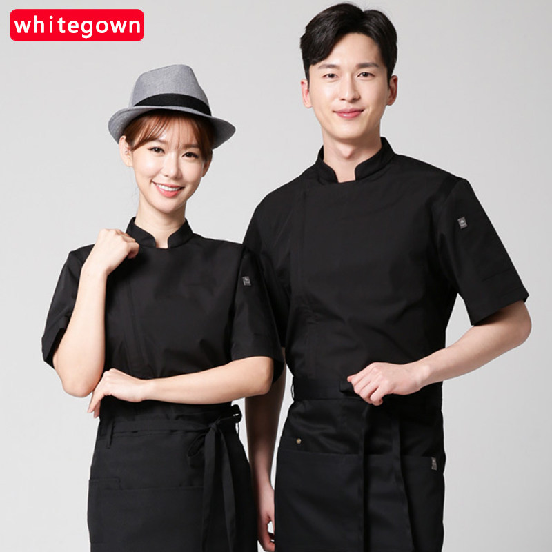 Chef's overalls Summer breathable men's short sleeve chef's clothing restaurant hotel high-end Chinese style kitchen logo customization