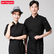 Chef work clothes summer breathable mens short-sleeved chef clothes restaurant hotel high-end Chinese style kitchen LOGO customization