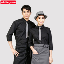 Chefs clothing spring and autumn clothes long-sleeved kitchen clothing thin section breathable mens and womens western restaurant restaurant chefs overalls