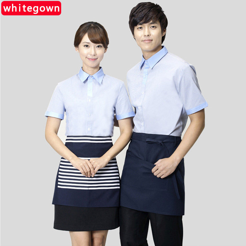 Whitegown new hotel work clothes for men and women short-sleeved shirts restaurant dress shirts