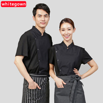 Chefs clothes work clothes short-sleeved uniforms hotel western restaurant kitchen tooling mens and womens kitchen summer breathable work clothes