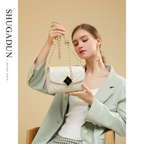  Bag womens summer 2021 new trendy leather fashion all-match one shoulder messenger bag small fragrance golden ball lingge chain bag