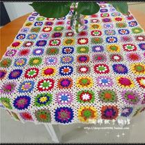 Pure handmade crochet hook cotton lace hollow woven tablecloth tablecloth coaster multi-color splicing cover blanket baby quilt