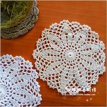 Tao elegant pure handmade crochet hook cotton lace hollow woven table mat coaster tablecloth multi-color custom
