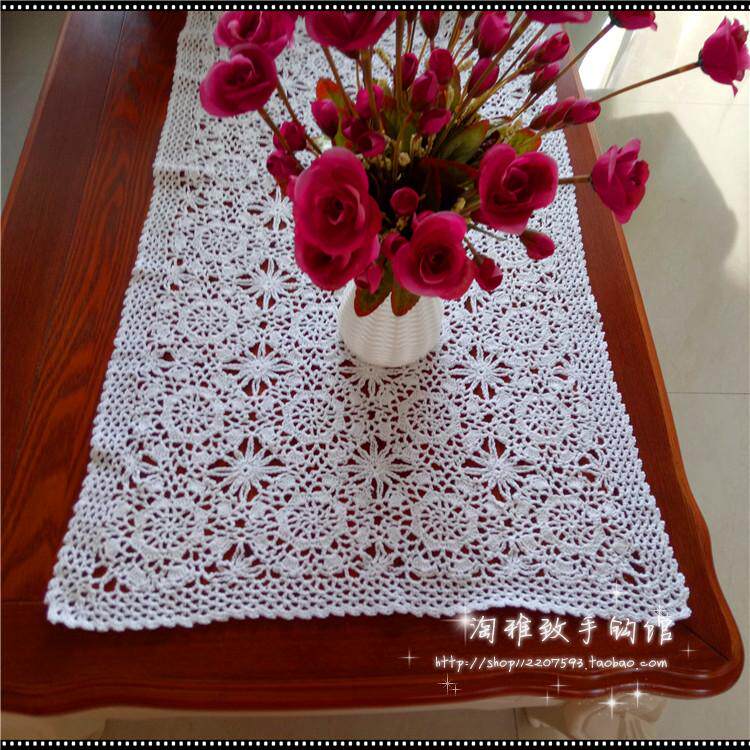 Amoy elegant pure hand crochet hook flower cotton lace hollow woven table mat coaster tablecloth 26 color custom