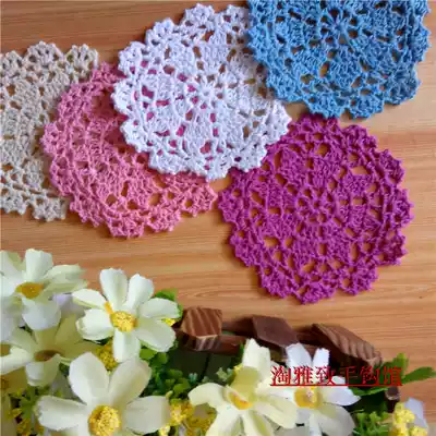 Tao elegant pure handmade crochet hook cotton lace hollow woven table mat coaster tablecloth 23 colors customized