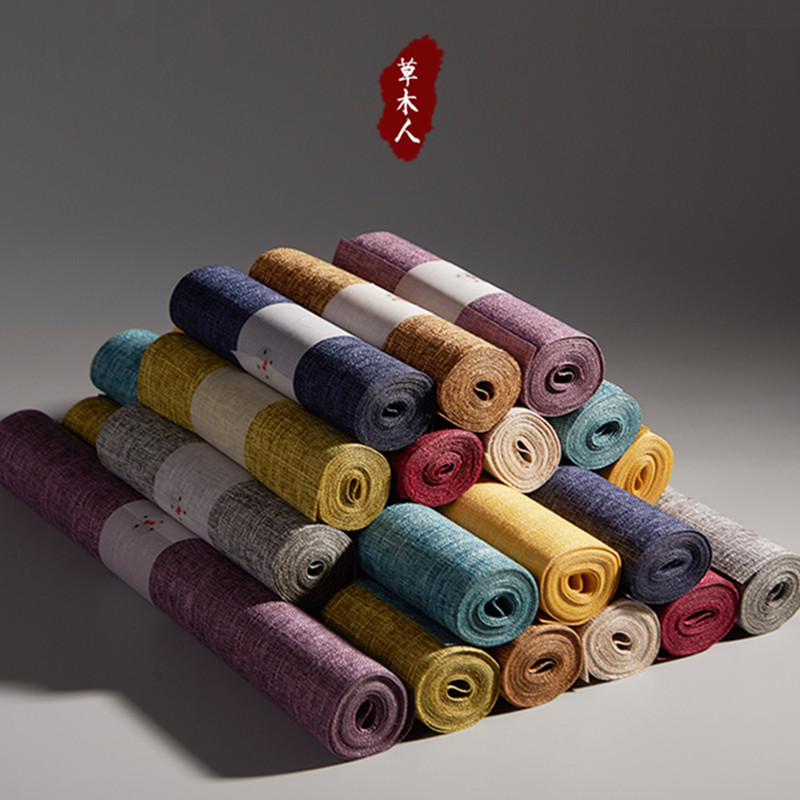 Grass and Wood People Tea Mat Tea Cloth Japanese Zen Waterproof Tea Mat Cotton and Linen Art Tea Table Flag Tea Tray Cushion Chinese Set
