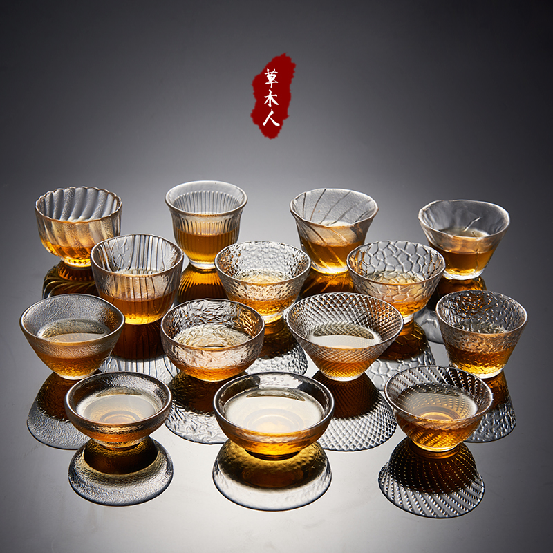 Grass Wood Man Days Style Hand Thickened Hammer Grain Resistant Glass Tea Cup Tea Cup Master Personal Little Teacup Tea Tea