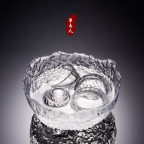 Japanese handmade hammer glass tea wash cup pen wash wash bowl water bowl large kung fu tea set tea ceremony accessories fruit plate