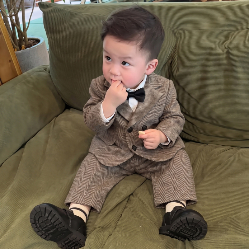 Children's Woolen Suit Set for Autumn and Winter, Flower Boy's Formal Wear, Stylish and Handsome One-Year-Old Boy's Birthday Suit Children's Woolen Suit Set for Autumn and Winter, Flower Boy's Formal Wear, Stylish and Handsome One-Year-Old Boy's Birthday Suit