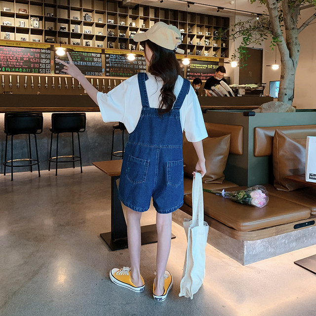 Girls' denim overalls suit summer 2023 new middle and big children's foreign style casual suspenders summer two-piece set