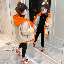 Girl gush jacket autumn winter 2022 new CUHK Scout thickened clip cotton wool suit lamb fur winter clothing blouse