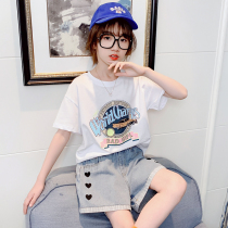 Girl Short Sleeve T-shirt Pure Cotton 2022 New Tide Children Summer Round Collar Hit Undershirt Girl Cartoon Half Sleeve Compassion