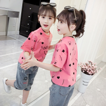 Girl short sleeve T-shirt 2022 Summer new CUHK Scout Loose Half Sleeve Girl Printed Pure Cotton Blouse