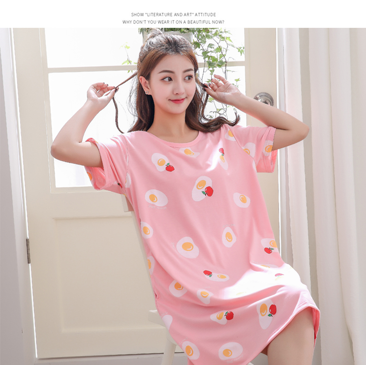 Thêm kích thước lớn đồ ngủ phụ nữ mùa hè bông Hàn Quốc phiên bản của lỏng nightdress chất béo mm cộng với phân bón xl 200 kg váy