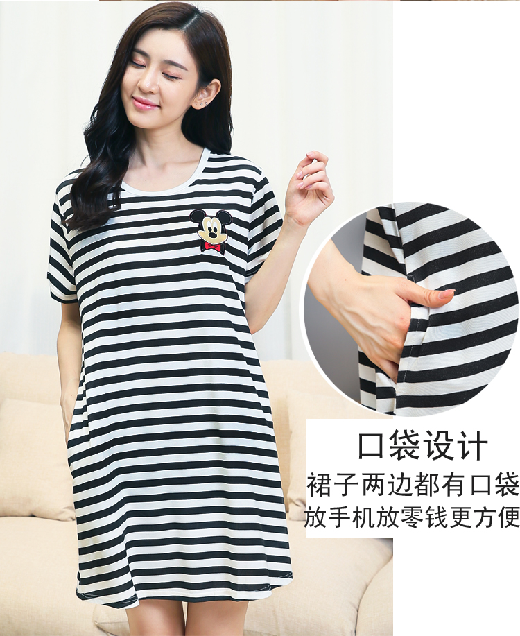 Mùa hè Hàn Quốc phiên bản của XL ngắn tay nightdress chất béo MM200 kg mùa hè lỏng bông phụ nữ mang thai đồ ngủ nữ mang thai