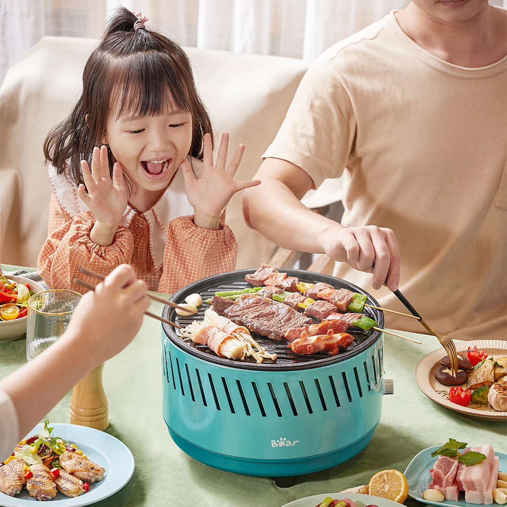 Small Bear Han Style Barbecue Grill Pan Pan Pan Outdoor Home Day Style Round Wood Charcoal Fire South Korea Carbon Oven