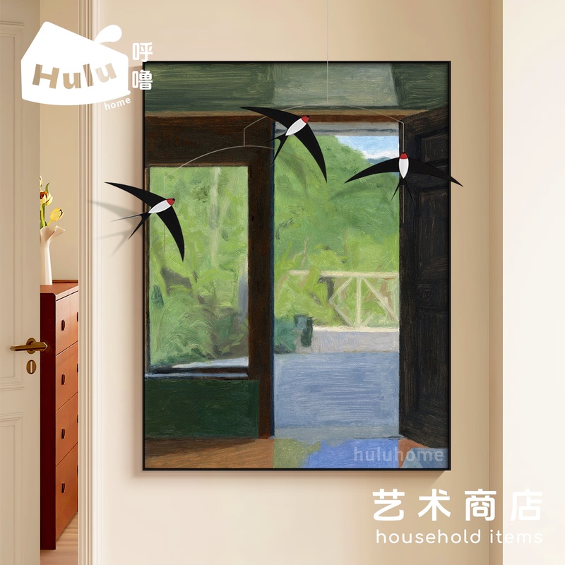 Hulujia· "Outside the Window" Entrance Hall Decorative Painting, Antique-Style Corridor Large White Wall Hanging Painting, Landscape Art Painting Hulujia· "Outside the Window" Entrance Hall Decorative Painting, Antique-Style Corridor Large White Wall Hanging Painting, Landscape Art Painting