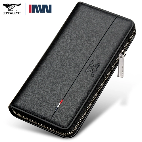 Septwolves, мужской длинный бумажник, кожаная сумка с петлей на руку, маленькая сумка клатч для отдыха, из натуральной кожи, воловья кожа