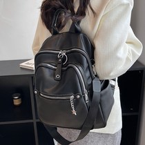 French SANDRO IFASHION travel schoolbag female college student leather backpack large-capacity computer backpack