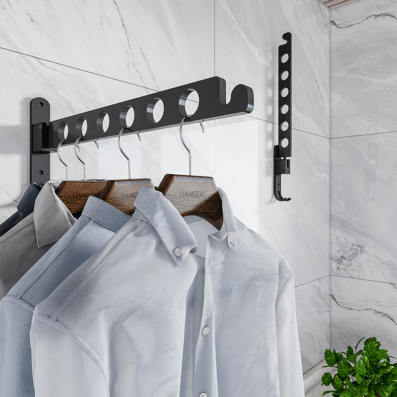 Free Punch Balcony Folding Clothes Rack Wall-mounted Makeup Room Sundry Hanging Clothes Pole Bathroom Wall Theorist Invisible